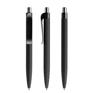 prodir QS03 PMP Push Kugelschreiber, schwarz, silber glänzend, Schreibfarbe: blau