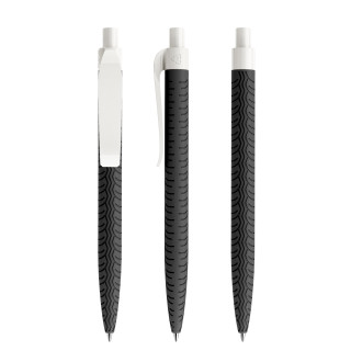 prodir QS03 Soft Touch PRP Push Kugelschreiber, schwarz, weiß, Schreibfarbe: blau