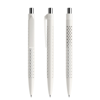 prodir QS40 PMP Push Kugelschreiber, weiß, silber glänzend, Schreibfarbe: blau