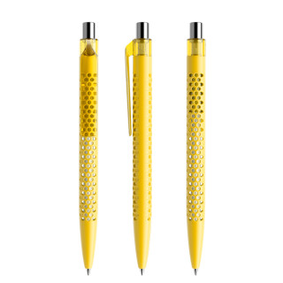 prodir QS40 PMT Push Kugelschreiber, zitrone, silber glänzend, Schreibfarbe: blau