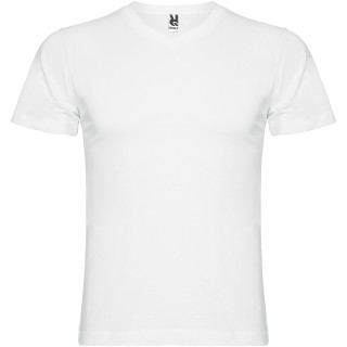 Samoyedo T-Shirt mit V-Ausschnitt für Herren, weiß, S (fällt aus wie XS)