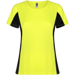 Shanghai Sport T-Shirt für Damen, fluorgelb, schwarz, S (fällt aus wie XS)