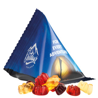 Fruchtgummi Tetraeder, Folie weiß, Trolli Fruchtgummibären, 30% Fruchtsaftqualität