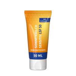 50 ml Tube - Sonnenmilch LSF 50 (sensitiv) - FullbodyPrint 50 ml Tube - Sonnenmilch LSF 50 (sensitiv) - FullbodyPrint