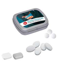 Mini-Klappdose mit Pfefferminzpastillen, 20 g