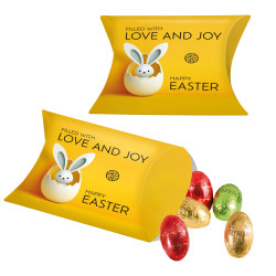 Promo-Kissenverpackung mit Ferrero Küsschen Eiern Promo-Kissenverpackung mit Ferrero Küsschen Eiern