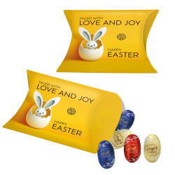 Promo-Kissenverpackung mit Lindt Lindor Mini-Eiern Promo-Kissenverpackung mit Lindt Lindor Mini-Eiern