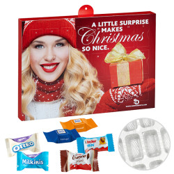 Premium-Marken-Adventskalender mit Ritter Sport Schokowürfel & Milka Favourites Mix & Kinder Schokolade & Kinder Bueno Mix