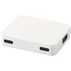 Gaia 4 Port USB Hub mit USB-A- und Typ-C-Ausgang und zwei Eingängen aus recyceltem Kunststoff Gaia 4 Port USB Hub mit USB-A- und Typ-C-Ausgang und zwei Eingängen aus recyceltem Kunststoff