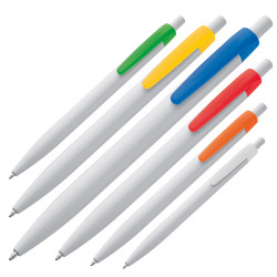 Kunststoffkugelschreiber mit farbigem Clip