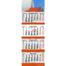 4-Monats Faltkalender "Quatrus-Deluxe Ring-Wire"