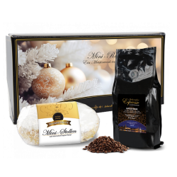 250g Mini-Rosinenstollen mit 250g Kaffee Espresso, ganze Bohne