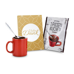 Geschenkartikel / Präsentartikel: Tassenkuchen Schokolade 70 g, Vielen Dank Geschenkartikel / Präsentartikel: Tassenkuchen Schokolade 70 g, Vielen Dank