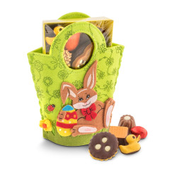 Geschenkartikel / Präsentartikel: Filztasche Hase, Ostergebäckmischung 200 g