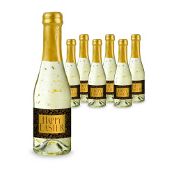 Geschenkartikel / Präsentartikel: Hasengold - 6 x Goldflockentraum Piccolo 0,2 l - Flasche klar, Kapsel gold Geschenkartikel / Präsentartikel: Hasengold - 6 x Goldflockentraum Piccolo 0,2 l - Flasche klar, Kapsel gold