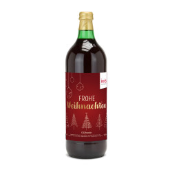Glühwein - Flasche grün, mit Schraubverschluss, 1 l - individuelles Etikett