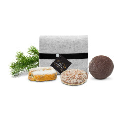 Geschenkset / Präsenteset: Filztasche mit Gebäck