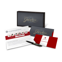 Geschenkgutschein Rot in Holzkiste, Kategorie 10 €, große Auswahl an Präsenten, Lifestyle- und Wellnessprodukten
