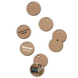 1€-Chip Holz mit Loch außen