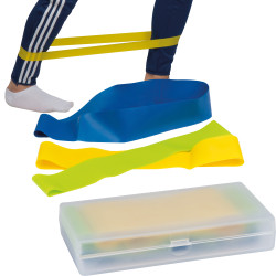Elastische Fitnessbänder in einer Kunststoffbox Elastische Fitnessbänder in einer Kunststoffbox
