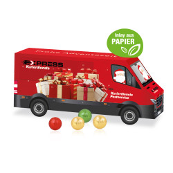 3D Adventskalender "Transporter" mit Fairtrade® Schokolade mit Papier-Inlay 3D Adventskalender "Transporter" mit Fairtrade® Schokolade mit Papier-Inlay