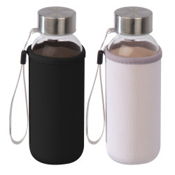 Trinkflasche aus Glas mit Neoprenüberzug, 300ml
