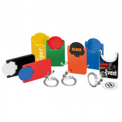 Chiphalter mit 1€-Chip "Beta" mit Gliederkette, rot