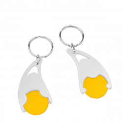 Chiphalter mit 1€-Chip "Epsilon" mit Schlüsselring, Chiphalter: weiß, Chip: gelb