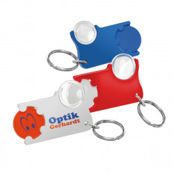 Chiphalter mit 1€-Chip und Lupe mit Schlüsselring, orange Chiphalter mit 1€-Chip und Lupe mit Schlüsselring, orange