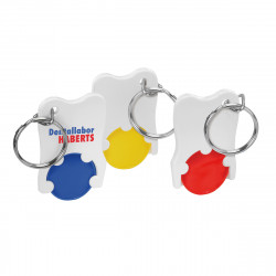 Chiphalter mit 1€-Chip "Zahn" mit Schlüsselring