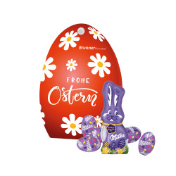 Werbe-Osterei, Milka Schokoladen-Eier und Schmunzelhase