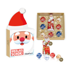 Präsent "Himmlische Weihnachtszeit - Nikolausmütze", Lindt Minis und Nikolaus