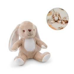 BUGS. Plüschtier aus Polyester in Form eines Hasen, mit Stoff, der sich zur Personalisierung eignet