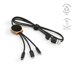 "Asimov Cable" 5-in-1 Kabel aus Bambus und rPET mit hinterleuchtetem Logo