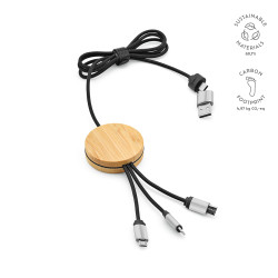 Feynman 5-in-1 Kabel aus Bambus und rPET. Mit hinterleuchtetem Logo Feynman 5-in-1 Kabel aus Bambus und rPET. Mit hinterleuchtetem Logo