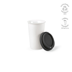 "Tagus Travel Cup" Reisebecher aus Keramik, 330 ml mit farbigem Deckel, doppelwandig