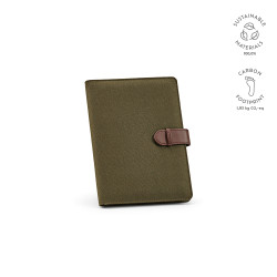 Eliot A5-Mappe aus recyc.Baumwolle. Notizblock mit 64-seitigem FSC