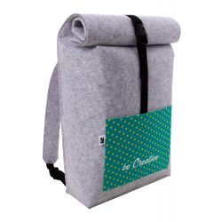 Individueller Rucksack CreaFelt Back, grau/weiß Individueller Rucksack CreaFelt Back, grau/weiß