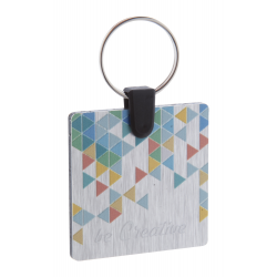 Schlüsselanhänger (quadratisch) Aluudy C, silber