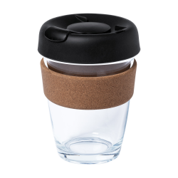 Glas-Reisebecher Corgla, schwarz/transparent