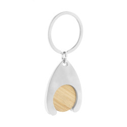 Schlüsselanhänger mit Einkaufswagenchip Zoinc, silber/natur