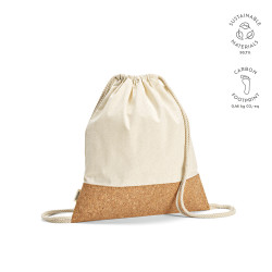"Orizaba Tote Bag" Kordelzugbeutel aus recycelter Baumwolle (180 g/m²) und Kork