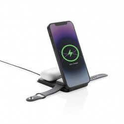 Swiss Peak 15W 3-in-1 magnetischer Wireles Charger aus rPU