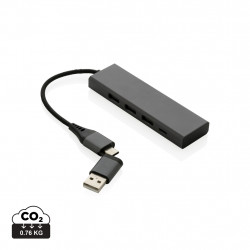 Terra Hub aus RCS recyceltem Aluminium mit 3 USB-Anschlüssen Terra Hub aus RCS recyceltem Aluminium mit 3 USB-Anschlüssen