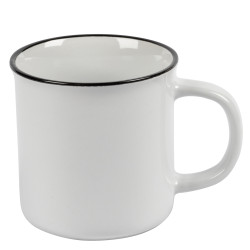 Vintage - Keramiktasse mit schwarzem Rand