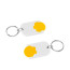 Chiphalter mit 1€-Chip "Gamma" mit Schlüsselring, Chiphalter: weiß, Chip: gelb