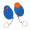 Chiphalter mit 1€-Chip "Gesicht", orange, blau