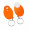 Chiphalter mit 1€-Chip "Gesicht" mit Schlüsselring, Chiphalter: orange, Chip: weiß
