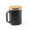 LAUDA. Becher aus 90% recyceltem Edelstahl mit Bambusdeckel 420 mL, schwarz